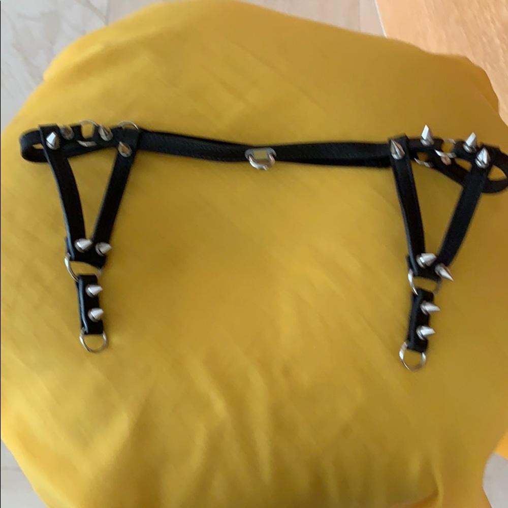 Faux leather harness stud belt